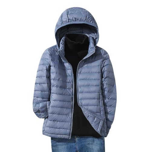 Leichte Steppjacke Damen Daunenjacke Damen Leicht Ultraleichte Daunen Steppjacke Daunenmantel Puffer Jacket Damen mit Kapuze Leichter Steppmantel Down Jacket Women Dünne Warme Daunenjacke Damen Blau L