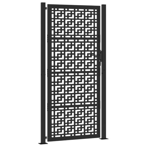 vidaXL Gartentor Schwarz 100x200 cm Stahl Kreuz-Design, Zauntor, Outdoor Tor, Eisentor, Sicherheitstor, Einfahrtstor, Metall Zauntor, Gartentor Metall