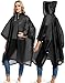 Borogo 2 Pack Rain Ponchos for Adults Reusable - Raincoats Survival Emergency Heavy Duty Rain Coat with Drawstring Hood Black
