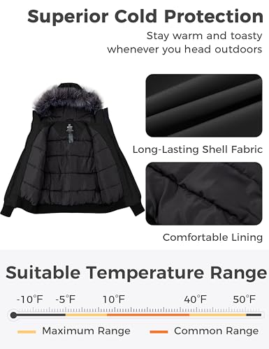 wantdo Women's Thicken Hooded Winter Coat Puffer Jacket Short Warm Parka with Hood3