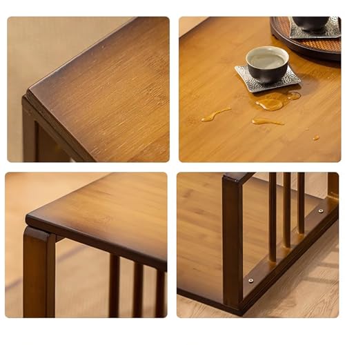 Mesa de centro plegable de madera baja compacta rústica 4