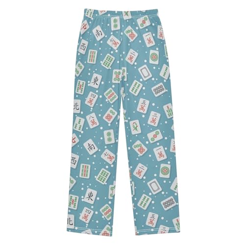 Boys' Pants Flat Stylish Mahjong Tiles Long Bottoms Jogger Pants Elastic Waist Trousers with Pockets S-XL