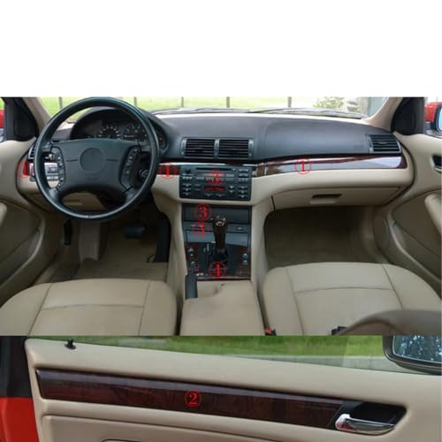 Décalcomanies de commande central BMW E46 anti-rayures aspect carbone noir