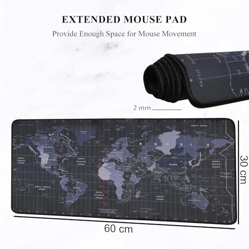 Image of Extended Gaming Mouse Pad, High Speed Mouse Tracking & Control, Stitched Embroidery Edges, Non-Slip Rubber Base for Computer Laptop Keyboard.