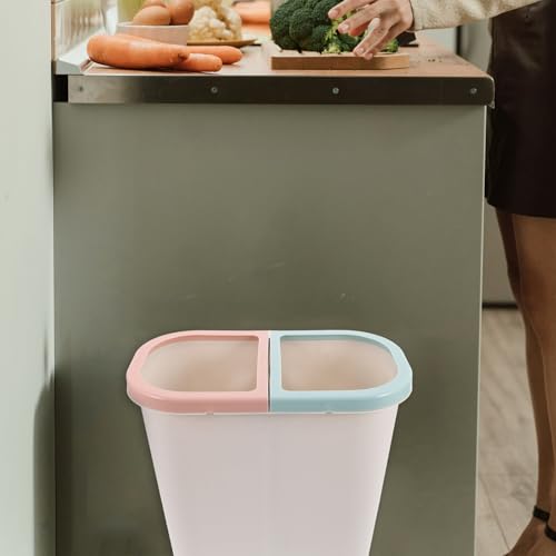 Caneca de basura dual sin tapa blanca para espacios estrechos miniatura 5