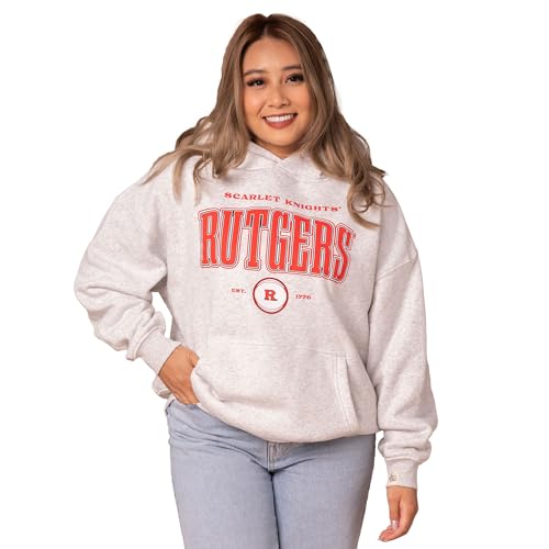 Fan Girl Rutgers Scarlet Knights Womens Collegiate Sweatshirt Relaxed Fit Hoodie Ash Grey Size Small