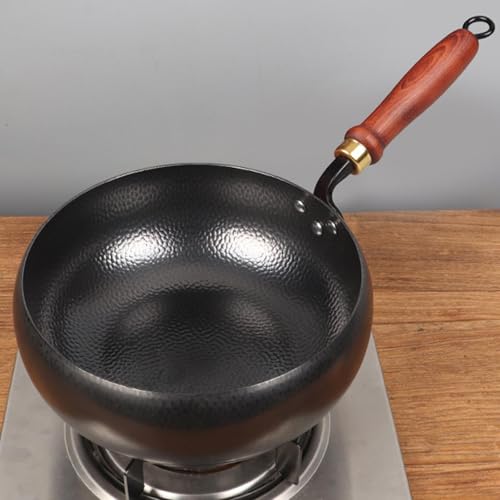 Wok de hierro 9.45'' multifuncional con mango de madera miniatura 3