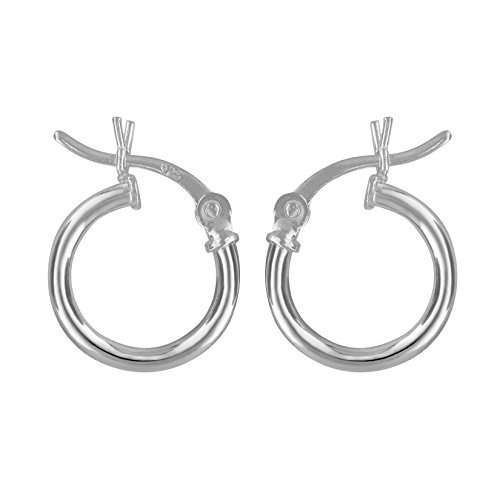 Hawaiian Silver Jewelry Hoop Earrings for Women – Premium 2 x 12mm Sterling Silver Earrings – Extra Small Hoop Earrings with Simple Elegant Design – Includes Jewelry Box and Pouch
