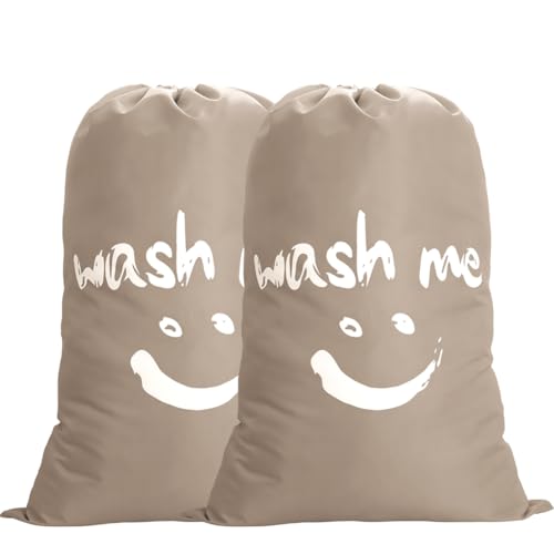 IHOMAGIC Pack of 2 Large Laundry Bag with Drawstring, 120L Washing Bag, Foldable Clothes Bag