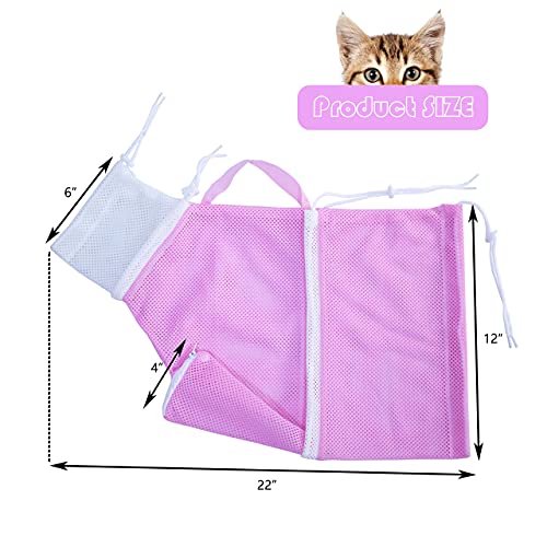 Image of KlerRoem Cat Bathing Bag, Adjustable Anti-bite and Anti-Scratch Cat Shower Mesh Grooming Bag for Pet Dogs and Cats, Includes Pet Nail Clipper, Nail File, Grooming Glove, and Cat Shell Comb