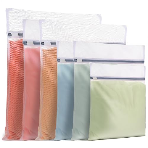 6 Pack Mesh Laundry Bags for Delicates Mesh Zipped Wash Bags Set 4 Sizes