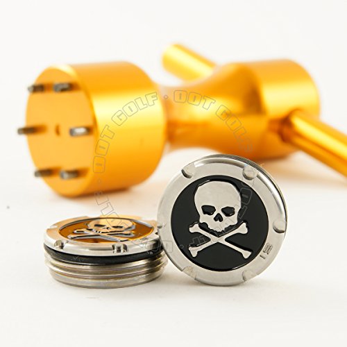 19th Hole Custom Shop 2 of 15g Deluxe Tour Style Weights for Scotty Cameron Putters + Wrench, Skull, Black (Gold)
