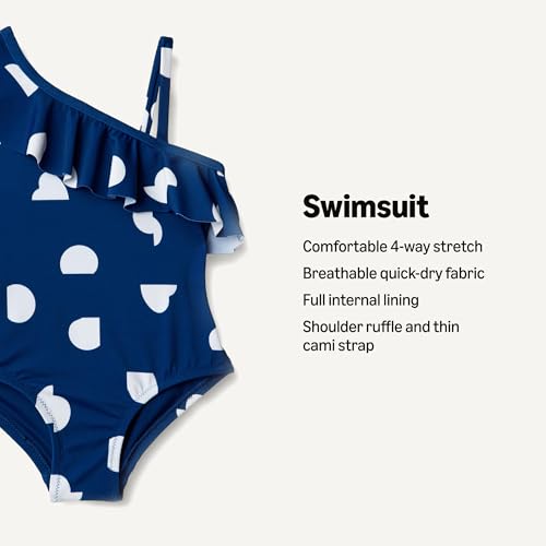 Image of Amazon Essentials Girls and Toddlers' Asymmetric Frill One-Piece Swimsuit