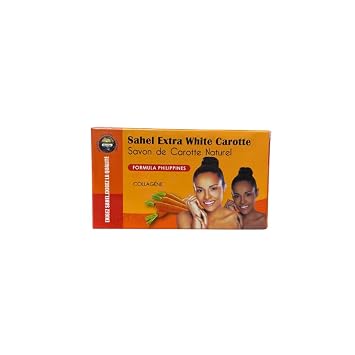 Sahelwhite Extra White Carotte Soap 180g Natural Carrot Extract Body Bar Cleansing & Nourishing Face and Body Soap Savon de Carotte Naturel Helps Improve Skin Clarity & Radiance