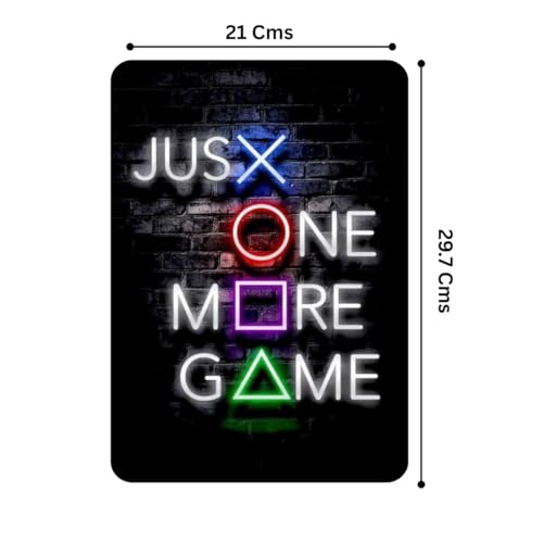 Image of Zesta Bathroom Decor Items Washroom Decor Tin Sign | Aesthetic Posters Wall Poster for Bedroom | Magnetic Cafe Decoration Items / Restaurant Decorations Items | Quirky Home Decor Bar Accent (Just One More Game)