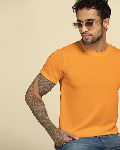 Image of VastraVibes Cotton Regular Fit T-Shirt Round Neck Casual Mens Plain Tshirt