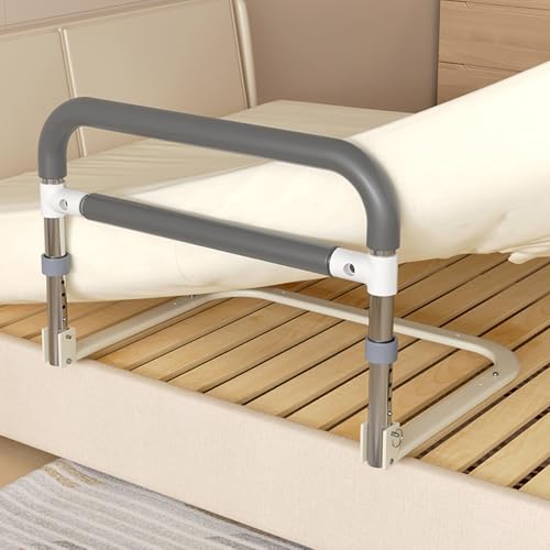 Sponde per letto per anziani, protezione di sicurezza pieghevole, quattro altezze regolabili, base più grande e più ampia, sponda portatile per tablet, materassi in memory foam, letti regolabili