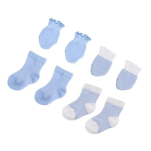 Ipetboom 4 Pares conjunto de calcetines y guantes bebé artículos ropita para recien nacido calcetines tobilleros pequeños calcetín de tobillo infantil calcetín de bebé spandex