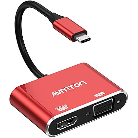USB C to HDMI VGA Adapter,USB C Adapter 2 IN 1 USB Type C to HDMI 4K 1080P@60Hz Splitter Converter for Macbook Pro,iPad Pro,XPS 13/15,Chromebook Cover