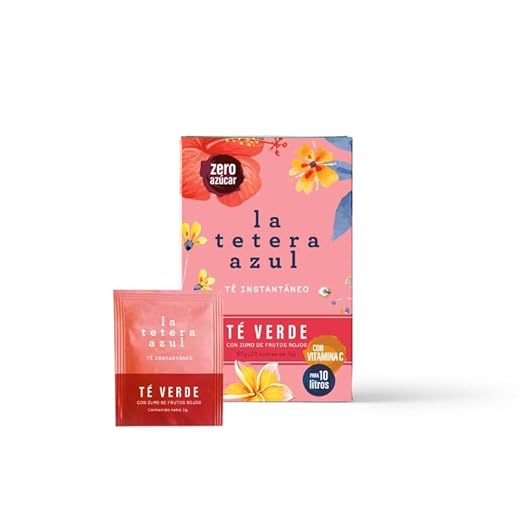 LA TETERA AZUL Te Verde Frío Sabor Frutos Rojos. Infusión Fría En Polvo. Tea Tac. Caja Con 20 Sobres.