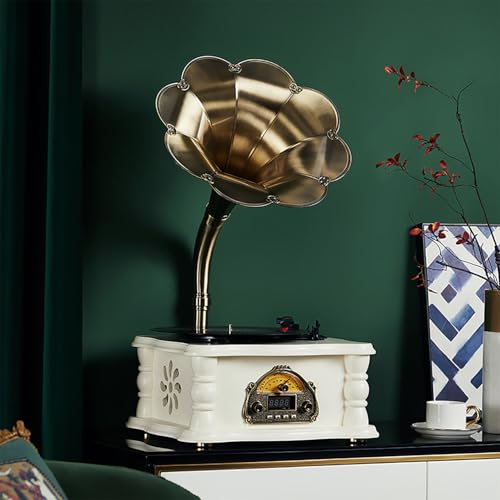 Tocadiscos de vinilo retro, el fonógrafo vintage de madera ideal para regalar y decorar el salón