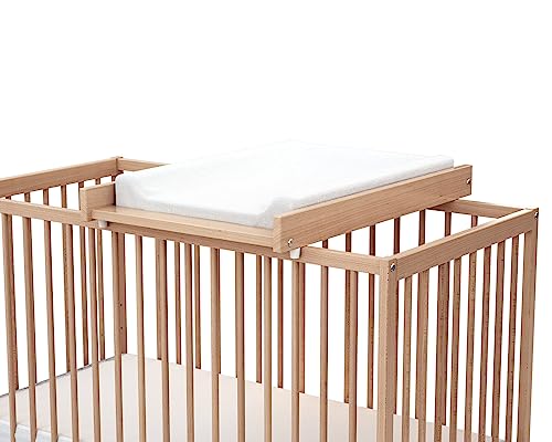 WEBABY - Plan à langer MONA Hêtre Verni |75 x 51,5 x 7 cm| Table à langer pour lit bébé 60x120cm | Installation sécurisée | Léger | Maniable | Pratique...