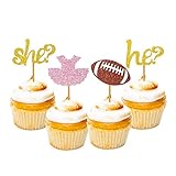 Morndew 24 PCS Tutus Rugby Touch Down Cupcake Topper for Gender Reveal Party Baby Shower Birthday Pa