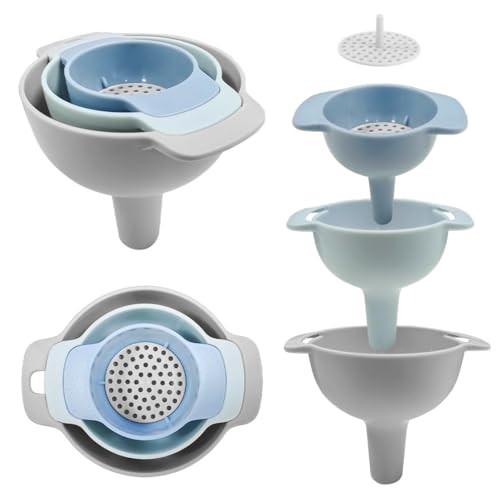 Entonnoir Cuisine,Entonnoir,Funnels-Set D'entonnoirs De Cuisine Plastique 4 En 1 Avec Filtre, Entonnoirs Imbriquables Pour Transfert Liquides Alimentaires,...