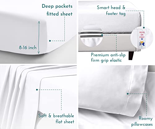 California Design Den - Luxury Sheets Full Size Bed, Buttery Soft 800 Thread Count, 100% Cotton Sheet Sets Beats Fake Egyptian Claims, Durable Deep Pocket Fitted Sheet (Bright White) #TOP4