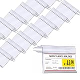 100 Pcs Shelf Label Holder Clear Plastic Clip on Labels Shelf Tags for Wire Shelving 0.2'' to 0.4'' Wood Glass Shelves Sign Price Tags 1.57 x 3.15 Inches