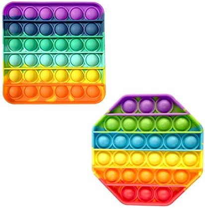 2 Packs Push Pop Bubble Sensory Fidget, Autism Special Needs Stress Relief Silicone Pressure Relieving, Squeeze for Kids Children Adults (Set of 2)