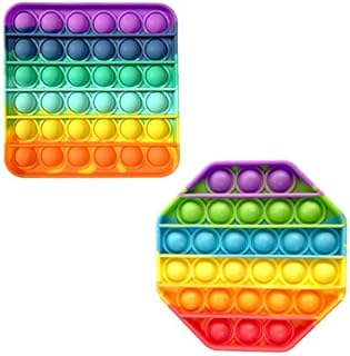 2 Packs Push Pop Bubble Sensory Fidget, Autism Special Needs Stress Relief Silicone Pressure Relieving, Squeeze for Kids Children Adults (Set of 2)