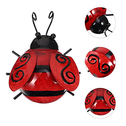 Nuobesty Botanical Decor Ladybug Ornament Metal Animal Garden Ladybug Metal Hanging Wall Art Garden Wall Sculptures 3D Decoration For Room Outdoor Garden Botanical Decor Garden Animal Figurine #TOP6