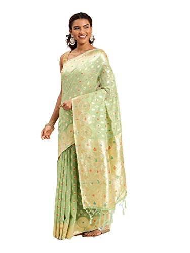 Sari indien en coton Pista 8755 pour femme élégante