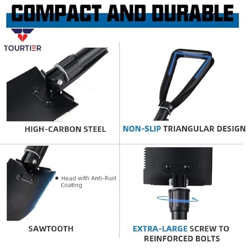 Image of Outdoor Camping Shovel, Three-Folding Tool for Camping, Hiking, Backpacking, Gardening, Beach (Shovels-B)