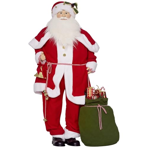 HOMCOM Weihnachtsmann Stehender 140cm Weihnachtsmann Figur mit...