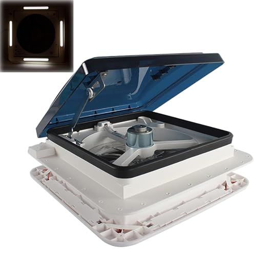 JJENXYYDS Lucarne Caravane,Ventilateur De Toit Camping Car,Ventilateur d'extraction réversible 12V avec Lumière LED,pour Caravane, Camping-Car, fenêtre de Toit,Silencieux,11in