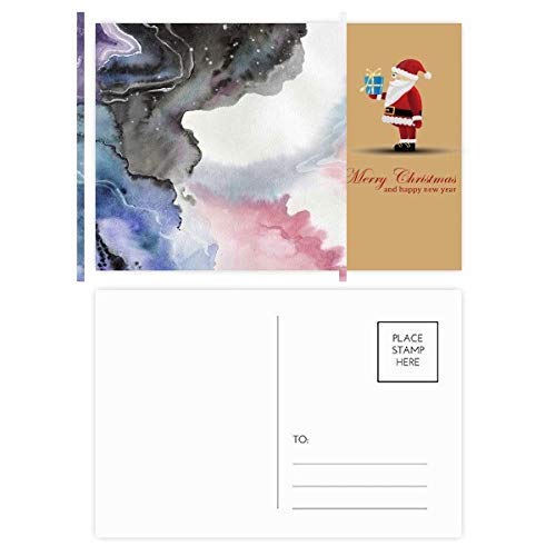 Cartes postales abstraites aquarelles Père Noël pour vœux de fin d'année lot de 20