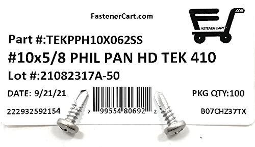 #10x5/8 Tornillo TEK Phillips Acero Inoxidable 100 Piezas miniatura 2