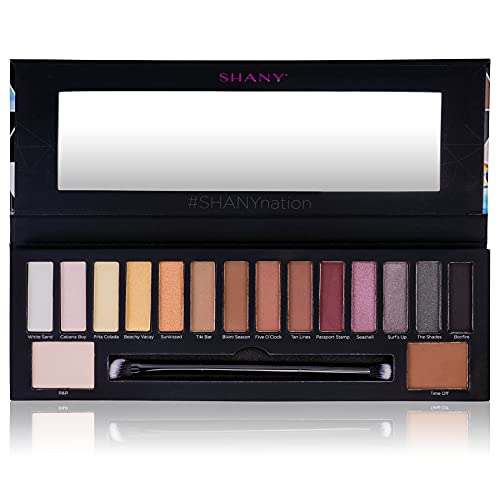 Shany Beachy Vacay 16-Color Eyeshadow Palette - 16 Highly-Pigmented And Long-Lasting Eye Makeup Shades With Dual-Sided Brush And Built-In Mirror #TOP4