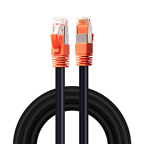 Outdoor Cat 7 Ethernet Cable DanYee Heavy-Duty Cat7 Networking Cord Patch Cable RJ45 10 Gigabit 600MHz LAN Wire Cable STP Waterproof Direct Burial Ethernet (65FT)