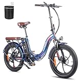 fafrees f20 pro bici elettrica 36 v 18 ah batteria ebike pieghevole da 20 pollici fatbike 250 w shimano 7s, bicicletta elettrica 25 km/h (blu colorato)