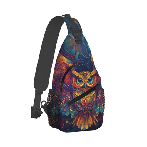 Image of Crossbody Bag Psychedelic Owl Sling Bag Backpack Chest Bags Shoulder Bag for Women Men