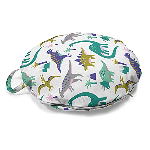 ABAKUHAUS Kindergarten Rundes Bodenkissen mit Griff, Dinosaurier Berge...