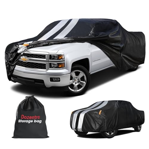 Image of Chevrolet Silverado 1500 Truck Cover Custom Fit 1998-2026 Crew Cab Short Bed(5.7'-5.8') With Door Zipper, 10 Layer Pickup Truck Cover Waterproof All Weather, Car Tarp for Wind Dust Sun etc Protection.
