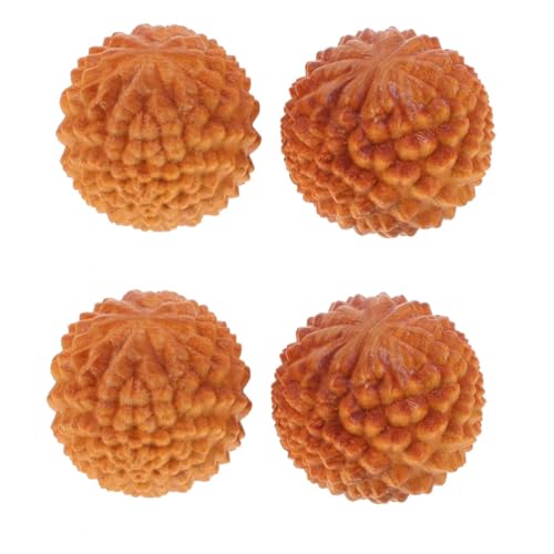 IWOWHERO 4 個 マッサージボール 筋肉ストレッチボール 保定 ドリアンの形をした球体 ハンドエクササイザー ミニハンドボール 中国の手 ハンドマッサージ用品 木製 Yellow