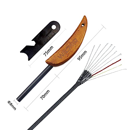WILDAIR Survival Ferro Rod Fire Starter Kit | Flint Steel Magnesium Ferrocerium Ferro Rod with Flint Striker Fire Paracod Bushcraft Flint and Steel Fire Starter Emergency Survival Kits(Style 2)