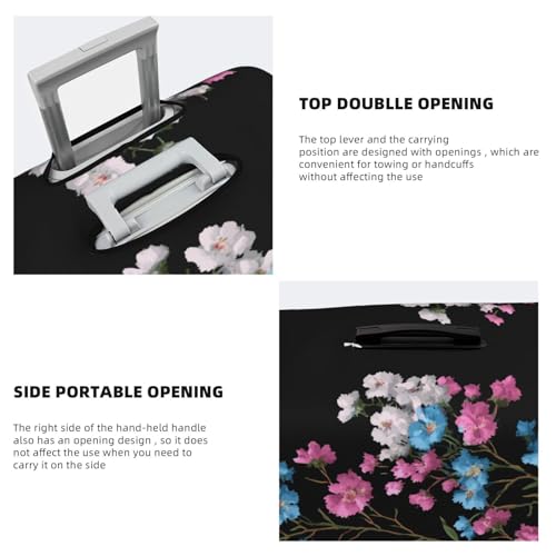 Pink White Blue Small Flowers Bunch Retro Elastic Travel Luggage Covers Dustproof Scratch-Resistant Suitcase Protector Fit 22-24 Inch3