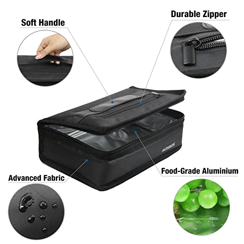 Aosbos Insulated Lunch Bag Small Lunch Box for Men Women Compact Lunch Bags Mini Food Storage Bag Flat Cooler Bag Thin Lunchbox Black Reusable Sandwich Bags Portable Snack Bag Tiny Thermal Bag 4 41l5GfOppIL