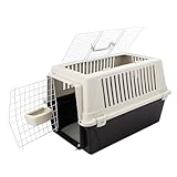 Ferplast Katzentransportbox, kleine mittelgroße Hundetransportbox, Hunde und Katzen bis 15 kg, mit Kissen und Napf, Lüftungsschlitze, 40x60xH38 cm, Transportbehälter Atlas 30 Open
